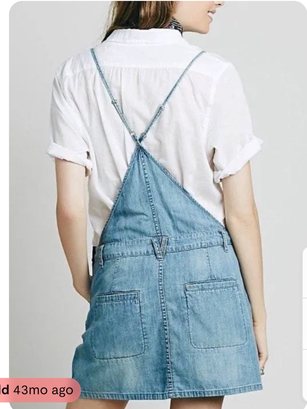 Free People Savannah Light Denim Chambray Overall Jumper Dress New w Tags Size 6 - Picture 4 of 14